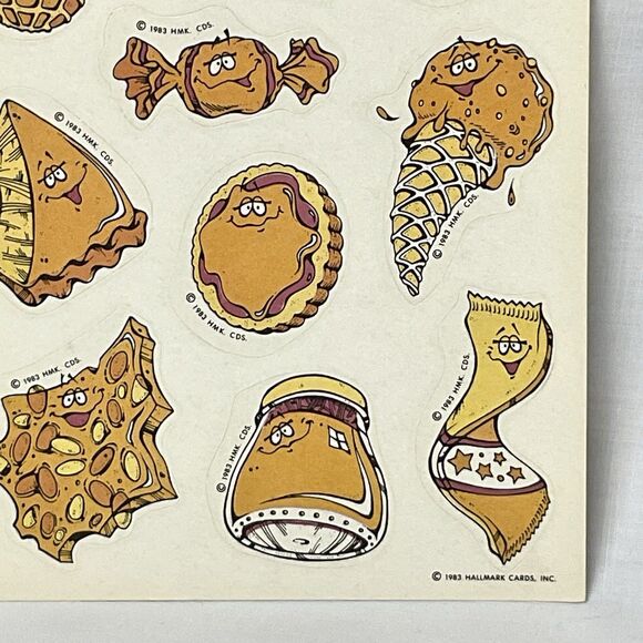 Vntg Hallmark Peanut Butter Treats Sticker Sheet Scratch & Sniff Silly Scents - Picture 2 of 3